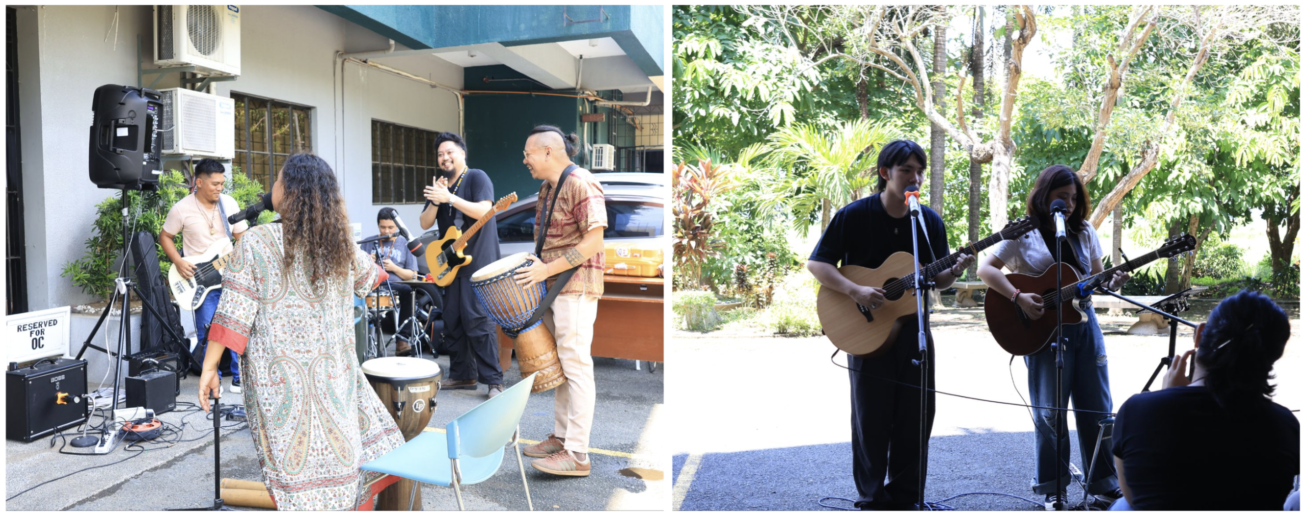 Performers Carol Bello of Pinikpikan with Kaduma (left) and UP Musikats (right) during their performances at the jamming session at OUgnayan anniversary.